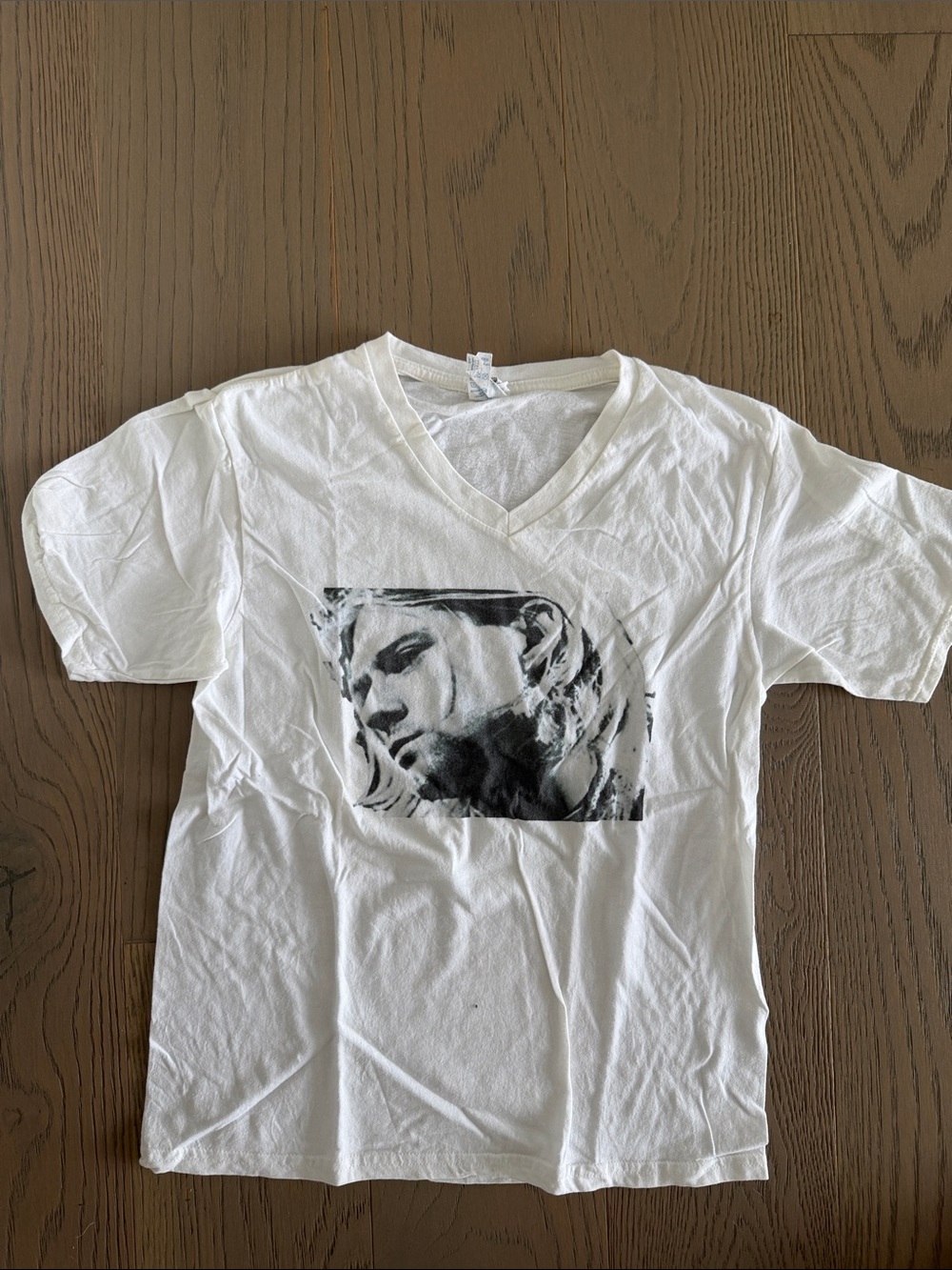White Graphic V-Neck 💯 cotton Shirt